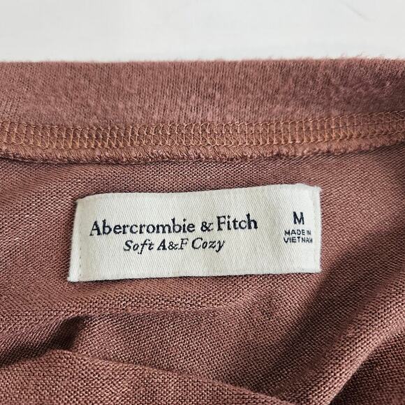 Abercrombie Soft & Cozy Medium Brown Long Sleeve Elastic Waist Top - Picture 4 of 9